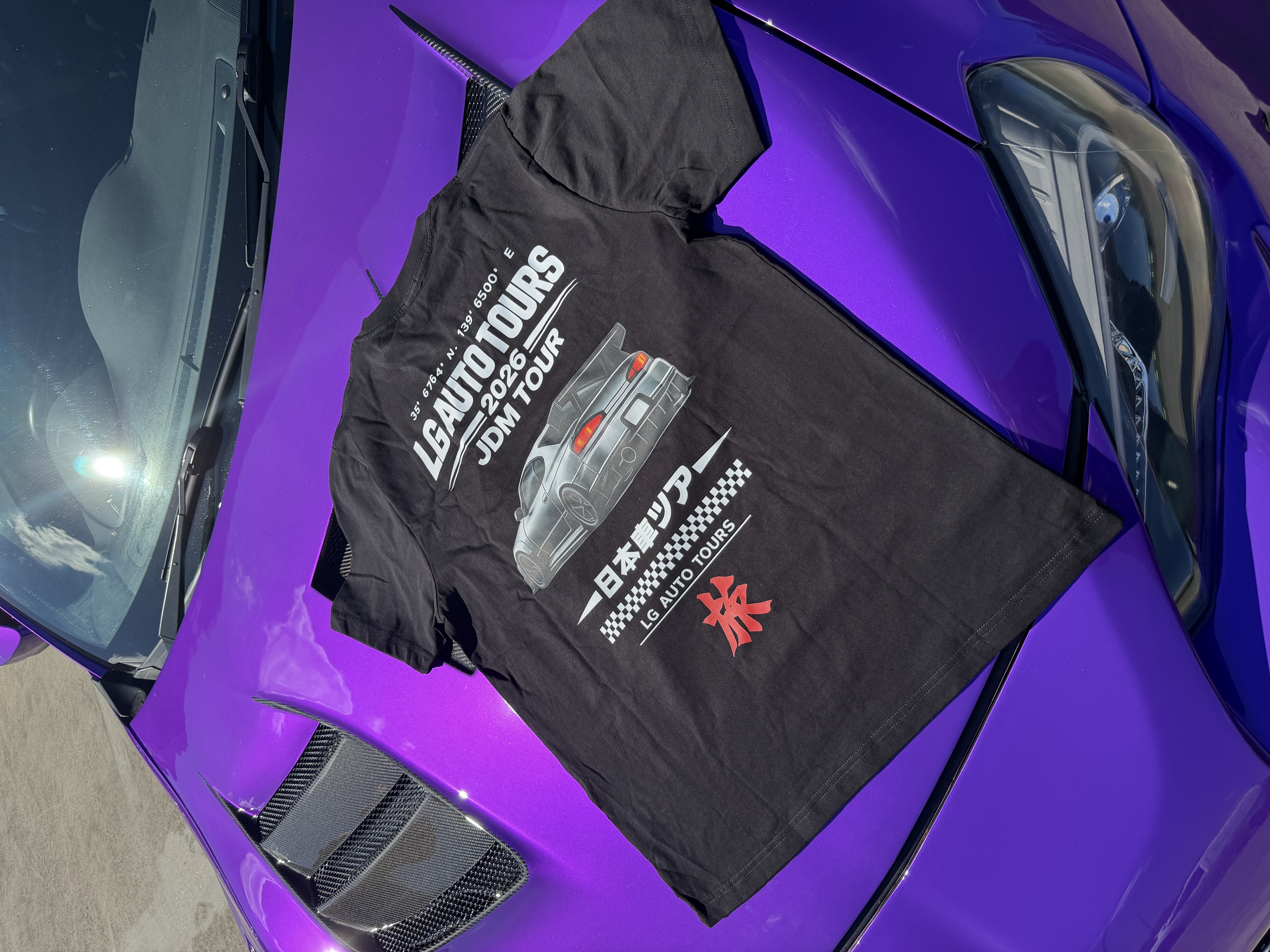 LG Auto Tours merch on a tour car
